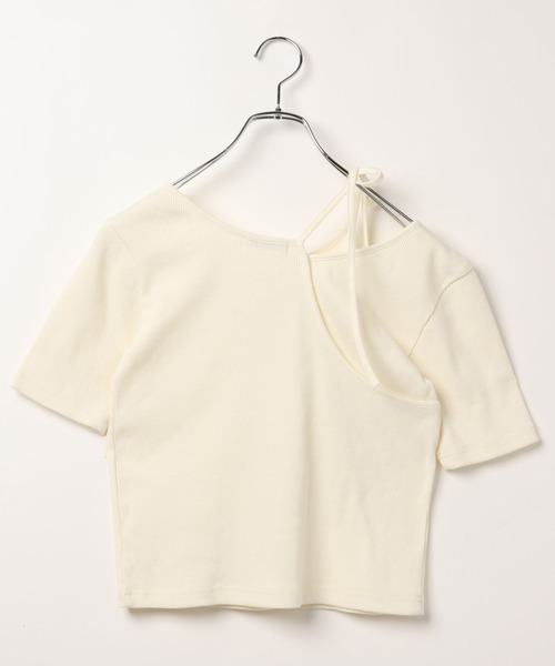 BAYFLOW（ベイフロー）の「[適度な肌見せ]レイヤードライクリブ半袖T（Tシャツ/カットソー・レディース・ブラック/オフホワイト・FREE）」の9枚目の写真