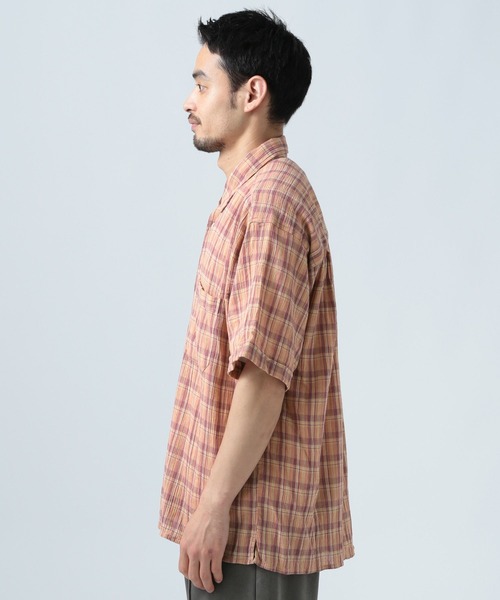 BAYFLOW（ベイフロー）の「［快適な着心地］楊柳チェックシャツ（シャツ/ブラウス・メンズ・グリーン/オレンジ/オフホワイト・MEDIUM/LARGE）」の8枚目の写真