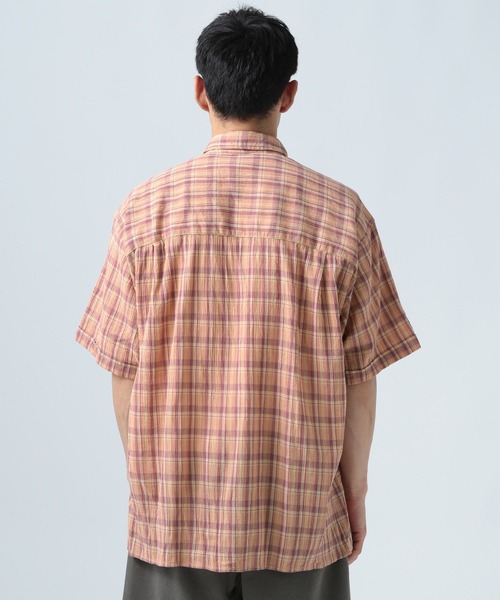 BAYFLOW（ベイフロー）の「［快適な着心地］楊柳チェックシャツ（シャツ/ブラウス・メンズ・グリーン/オレンジ/オフホワイト・MEDIUM/LARGE）」の9枚目の写真