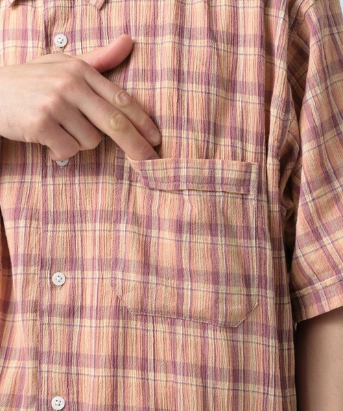 BAYFLOW（ベイフロー）の「［快適な着心地］楊柳チェックシャツ（シャツ/ブラウス・メンズ・グリーン/オレンジ/オフホワイト・MEDIUM/LARGE）」の13枚目の写真