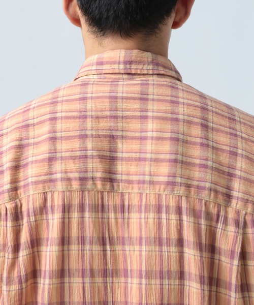 BAYFLOW（ベイフロー）の「［快適な着心地］楊柳チェックシャツ（シャツ/ブラウス・メンズ・グリーン/オレンジ/オフホワイト・MEDIUM/LARGE）」の14枚目の写真