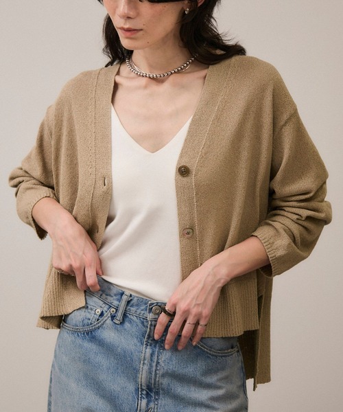 SALON adam et rope'（サロン アダム エ ロペ）の「ペーパーヤーンVネックカーディガン［手洗い可/和紙素材］（カーディガン/ボレロ・レディース・チャコールグレー/ベージュ・FREE）」の21枚目の写真