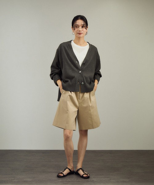 ペーパーヤーンVネックカーディガン［手洗い可/和紙素材