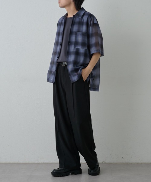 COLONY 2139(コロニートゥーワンスリーナイン)の「メッシュオンブレチェック半袖シャツ(シャツ/ブラウス・メンズ・ブラック/ホワイト/ブルー・MEDIUM/LARGE)」の22枚目の写真