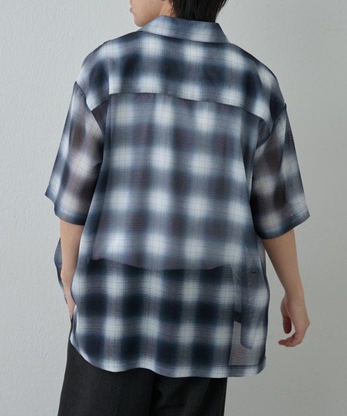 COLONY 2139(コロニートゥーワンスリーナイン)の「メッシュオンブレチェック半袖シャツ(シャツ/ブラウス・メンズ・ブラック/ホワイト/ブルー・MEDIUM/LARGE)」の10枚目の写真