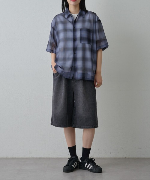 COLONY 2139(コロニートゥーワンスリーナイン)の「メッシュオンブレチェック半袖シャツ(シャツ/ブラウス・メンズ・ブラック/ホワイト/ブルー・MEDIUM/LARGE)」の16枚目の写真