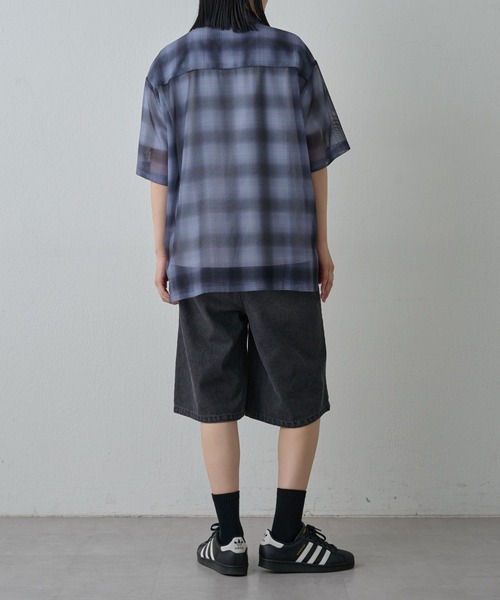 COLONY 2139(コロニートゥーワンスリーナイン)の「メッシュオンブレチェック半袖シャツ(シャツ/ブラウス・メンズ・ブラック/ホワイト/ブルー・MEDIUM/LARGE)」の18枚目の写真
