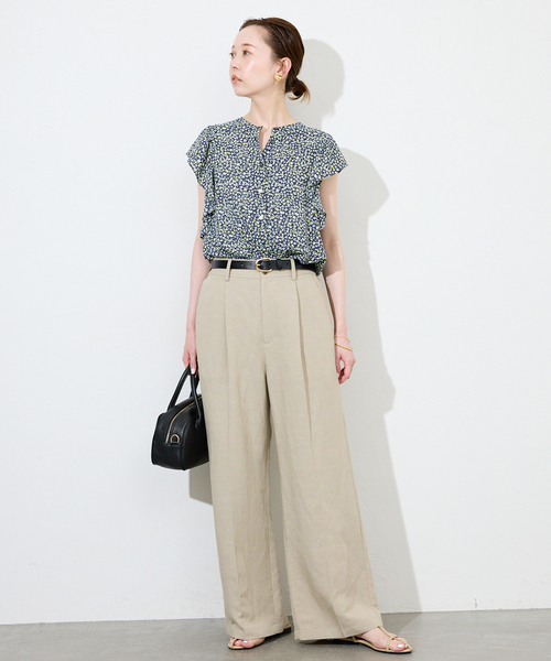 SLOBE IENA（スローブイエナ）の「《WEB限定/追加》フレンチフリルスリーブフラワーブラウス（シャツ/ブラウス・レディース・ブラック系その他/ネイビー・FREE）」の14枚目の写真