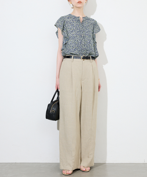 SLOBE IENA（スローブイエナ）の「《WEB限定/追加》フレンチフリルスリーブフラワーブラウス（シャツ/ブラウス・レディース・ブラック系その他/ネイビー・FREE）」の15枚目の写真