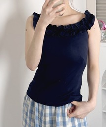 ブルー オフショルダー フリル トップス tops】オフショルダーフリルトップス2色 JY5106 | BeautyYouStyle