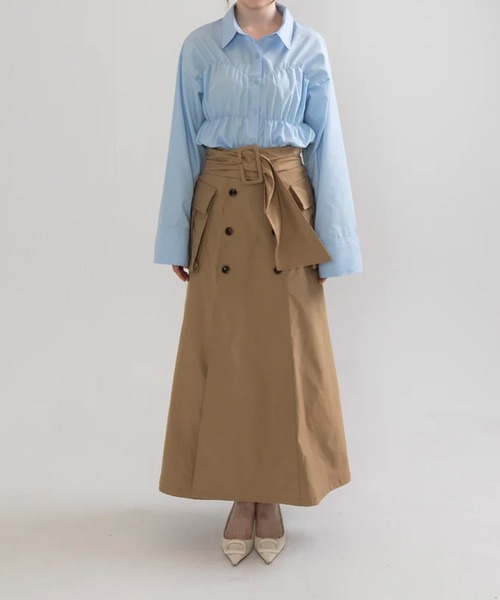 RANCLIC(ランクリック)の「シャーリングワイドスリーブシャツ(シャツ/ブラウス・レディース・ブルー/ホワイト×ブルー/ブラウン・FREE)」の16枚目の写真