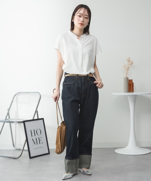 RCD(アールシーディー)の「スキッパーTシャツカットソー(Tシャツ/カットソー・レディース・テラコッタ/ホワイト/カーキ/ブラック/ピンクベージュ/ライトブラウン/ミント・M-L/LL~3L/4L~5L)」の20枚目の写真