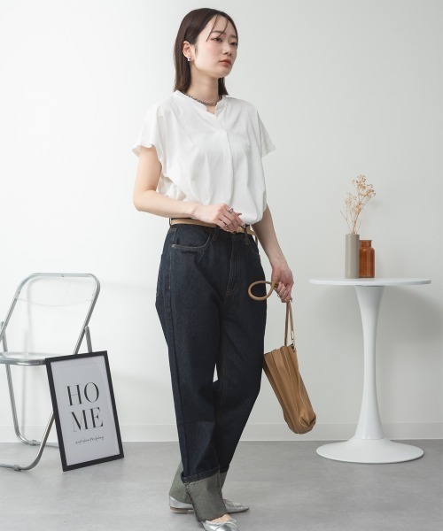 RCD(アールシーディー)の「スキッパーTシャツカットソー(Tシャツ/カットソー・レディース・テラコッタ/ホワイト/カーキ/ブラック/ピンクベージュ/ライトブラウン/ミント・M-L/LL~3L/4L~5L)」の21枚目の写真