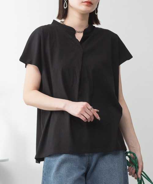 RCD(アールシーディー)の「スキッパーTシャツカットソー(Tシャツ/カットソー・レディース・テラコッタ/ホワイト/カーキ/ブラック/ピンクベージュ/ライトブラウン/ミント・M-L/LL~3L/4L~5L)」の17枚目の写真
