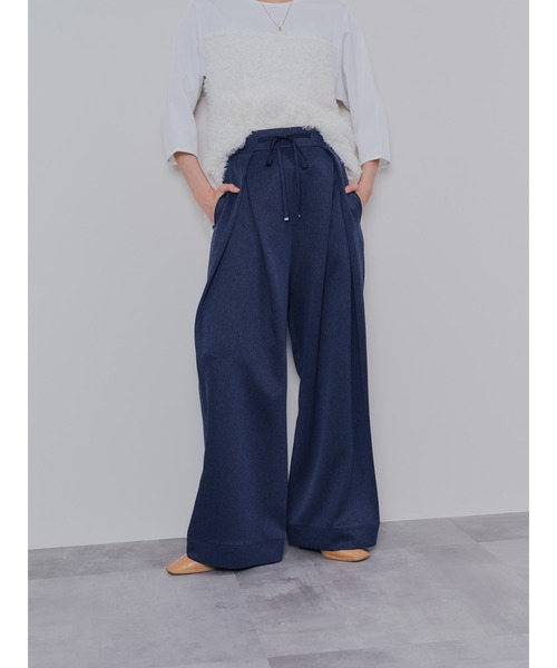 DOLLUPOOPS（ドールアップウップス）の「フロントリボンワイドタックパンツ（スラックス・レディース・チャコールグレー/グレー/ネイビー・38）」の3枚目の写真