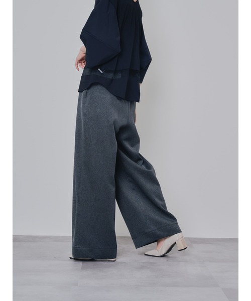 DOLLUPOOPS（ドールアップウップス）の「フロントリボンワイドタックパンツ（スラックス・レディース・チャコールグレー/グレー/ネイビー・38）」の14枚目の写真