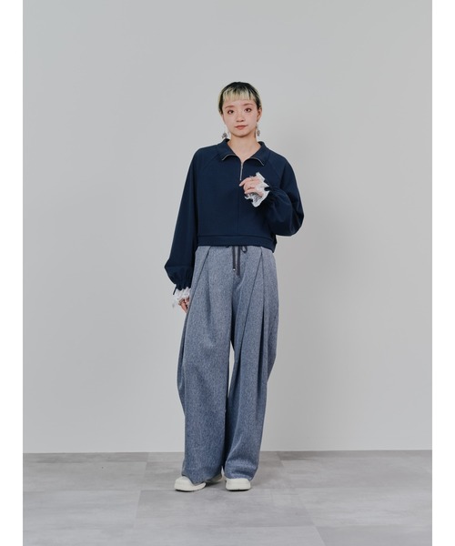 DOLLUPOOPS（ドールアップウップス）の「フロントリボンワイドタックパンツ（スラックス・レディース・チャコールグレー/グレー/ネイビー・38）」の7枚目の写真