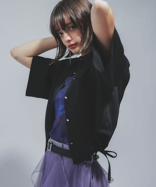 HARE（ハレ）の「リネンライクショートシャツ(HARE)（シャツ/ブラウス・レディース・ブラック/グリーン・FREE）」の9枚目の写真