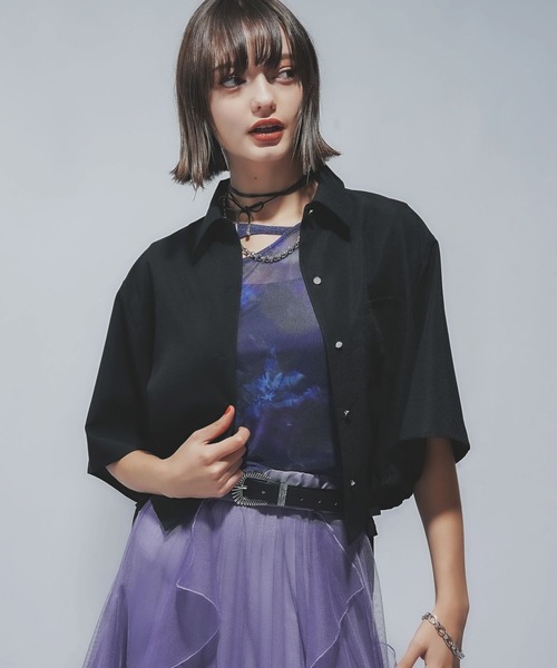 HARE（ハレ）の「リネンライクショートシャツ(HARE)（シャツ/ブラウス・レディース・ブラック/グリーン・FREE）」の12枚目の写真