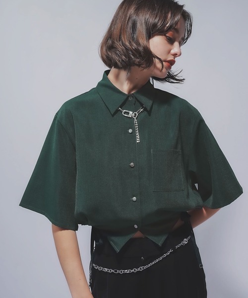 HARE（ハレ）の「リネンライクショートシャツ(HARE)（シャツ/ブラウス・レディース・ブラック/グリーン・FREE）」の16枚目の写真