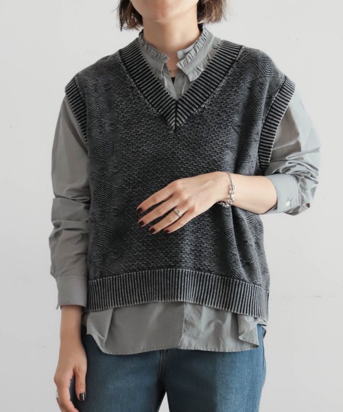 アッシュドウォッシュコットン V開きベスト | NOMBRE IMPAIR