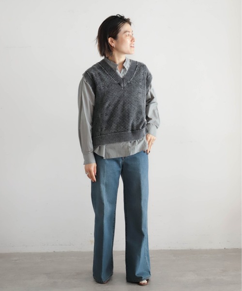 アッシュドウォッシュコットン V開きベスト | NOMBRE IMPAIR