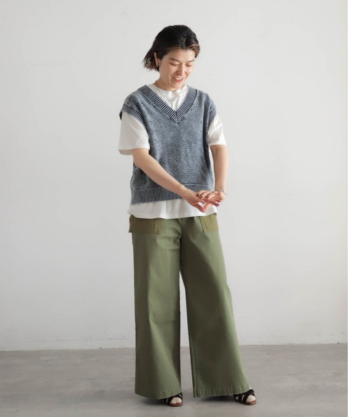 NOMBRE IMPAIR（ノンブルアンペール）の「アッシュドウォッシュコットン　V開きベスト（ベスト・レディース・ネイビー/ブラック・FREE）」の18枚目の写真