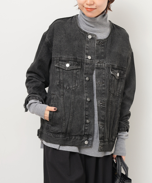 JOURNAL STANDARD relume（ジャーナルスタンダード　レリューム）の「《追加》デニムジャケット（デニムジャケット・レディース・ネイビー/ブラック/ブルー・FREE）」の6枚目の写真