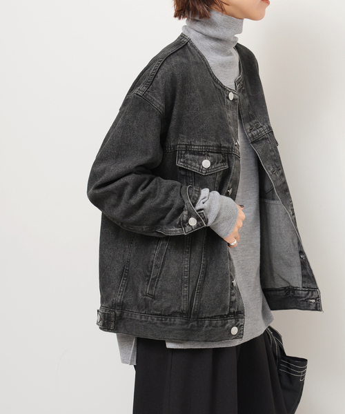 JOURNAL STANDARD relume（ジャーナルスタンダード　レリューム）の「《追加》デニムジャケット（デニムジャケット・レディース・ネイビー/ブラック/ブルー・FREE）」の7枚目の写真