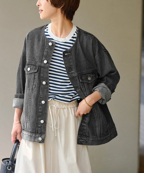 JOURNAL STANDARD relume（ジャーナルスタンダード　レリューム）の「《追加》デニムジャケット（デニムジャケット・レディース・ネイビー/ブラック/ブルー・FREE）」の11枚目の写真