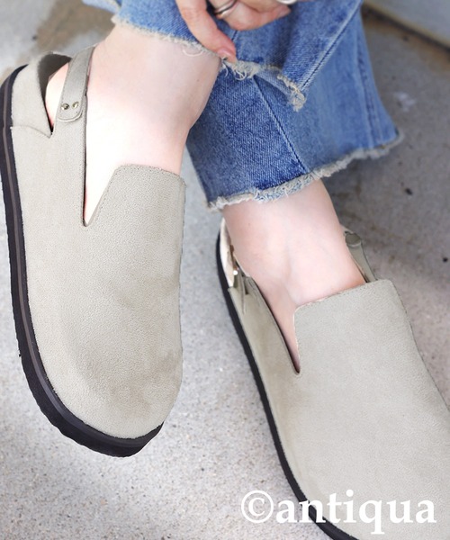 antiqua（アンティカ）の「スエード調サボサンダル（サンダル・レディース・ブラック/ホワイト系その他・23/25/24）」の9枚目の写真