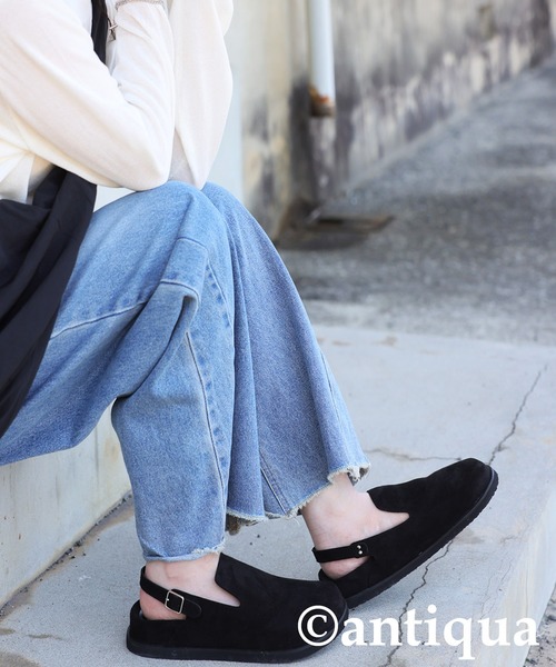 antiqua（アンティカ）の「スエード調サボサンダル（サンダル・レディース・ブラック/ホワイト系その他・23/25/24）」の13枚目の写真