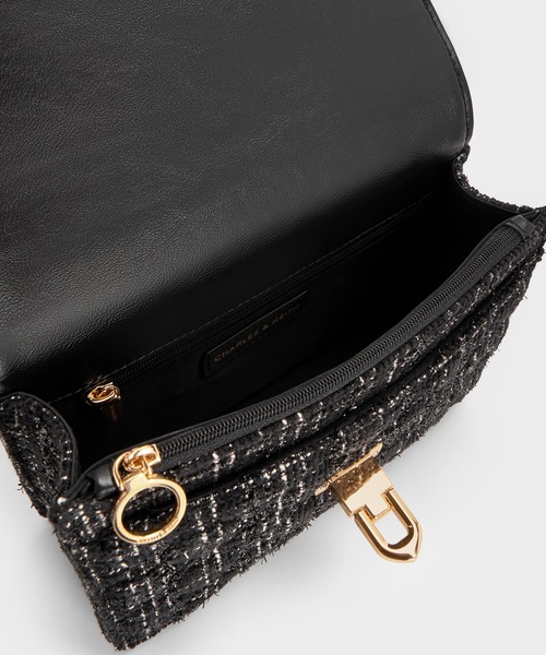 Cressida クレシダ ツイードキルトトップハンドルバッグ