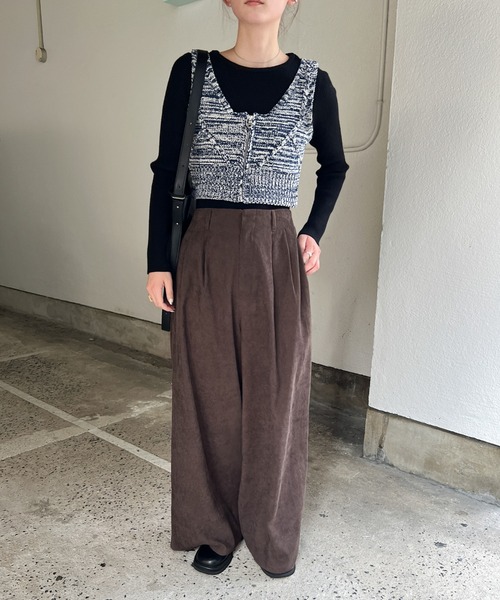 フロントジップメランジニットビスチェ（ベスト）｜select MOCA