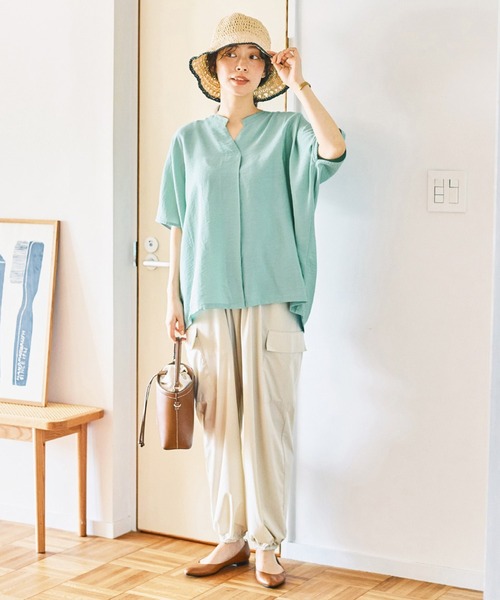 and myera(アンド マイラ)の「and myera ミントなスキッパーブラウス(シャツ/ブラウス・レディース・ミント・L/M/S/LL)」の4枚目の写真
