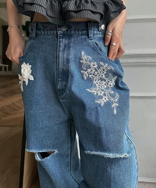 WILLFULLY(ウィルフリー)の「size adjust motif lace loose denim PT(デニムパンツ・レディース・ブルー/ライトブルー・M/S)」の20枚目の写真