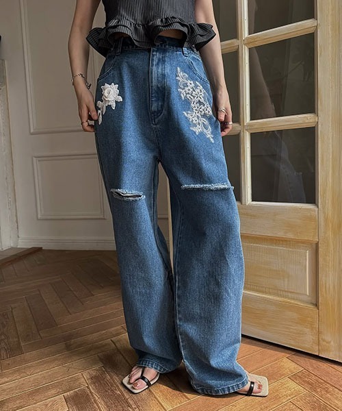 WILLFULLY(ウィルフリー)の「size adjust motif lace loose denim PT(デニムパンツ・レディース・ブルー/ライトブルー・M/S)」の13枚目の写真