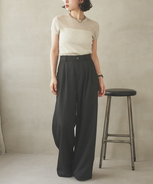 LAULEN(ローレン)の「double tuck wide pants /ダブルタックハイウエストワイドパンツ(その他パンツ・レディース・グレー/ブラック・S/M)」の20枚目の写真