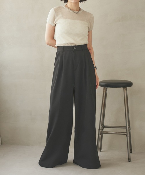 LAULEN(ローレン)の「double tuck wide pants /ダブルタックハイウエストワイドパンツ(その他パンツ・レディース・グレー/ブラック・S/M)」の18枚目の写真