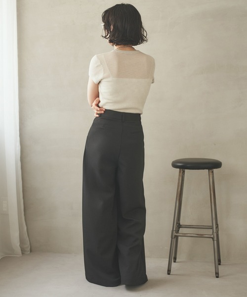 LAULEN(ローレン)の「double tuck wide pants /ダブルタックハイウエストワイドパンツ(その他パンツ・レディース・グレー/ブラック・S/M)」の12枚目の写真