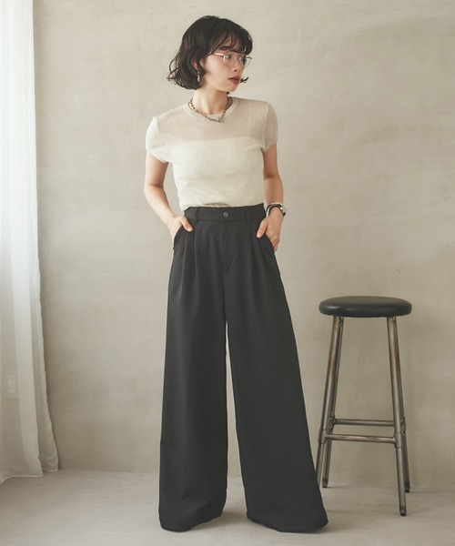 LAULEN(ローレン)の「double tuck wide pants /ダブルタックハイウエストワイドパンツ(その他パンツ・レディース・グレー/ブラック・S/M)」の19枚目の写真