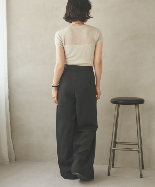 LAULEN(ローレン)の「double tuck wide pants /ダブルタックハイウエストワイドパンツ(その他パンツ・レディース・グレー/ブラック・S/M)」の16枚目の写真