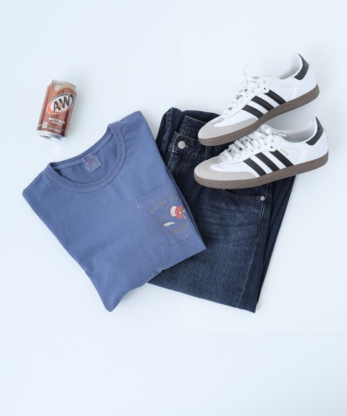 LUMBER（ランバー）の「ピグメント染めポケットロングＴシャツ（Tシャツ/カットソー・メンズ・ライトブルー/ネイビー/ネイビー系1/ピンク・M/L/XL）」の4枚目の写真