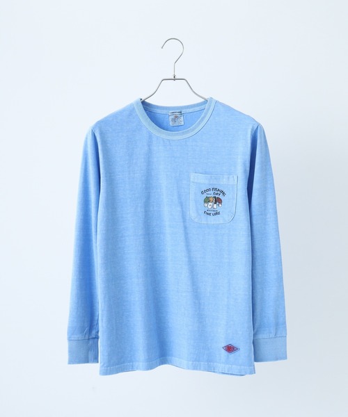 LUMBER（ランバー）の「ピグメント染めポケットロングＴシャツ（Tシャツ/カットソー・メンズ・ライトブルー/ネイビー/ネイビー系1/ピンク・M/L/XL）」の5枚目の写真