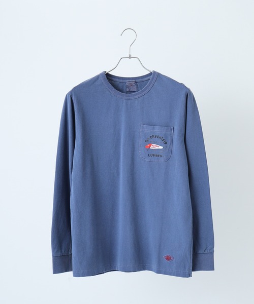 LUMBER（ランバー）の「ピグメント染めポケットロングＴシャツ（Tシャツ/カットソー・メンズ・ライトブルー/ネイビー/ネイビー系1/ピンク・M/L/XL）」の7枚目の写真