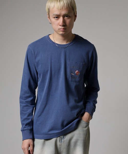 LUMBER（ランバー）の「ピグメント染めポケットロングＴシャツ（Tシャツ/カットソー・メンズ・ライトブルー/ネイビー/ネイビー系1/ピンク・M/L/XL）」の18枚目の写真