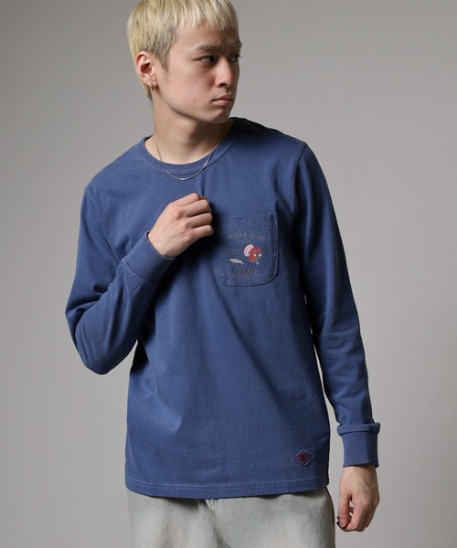 LUMBER（ランバー）の「ピグメント染めポケットロングＴシャツ（Tシャツ/カットソー・メンズ・ライトブルー/ネイビー/ネイビー系1/ピンク・M/L/XL）」の19枚目の写真