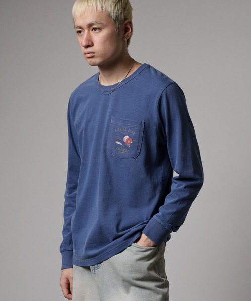 LUMBER（ランバー）の「ピグメント染めポケットロングＴシャツ（Tシャツ/カットソー・メンズ・ライトブルー/ネイビー/ネイビー系1/ピンク・M/L/XL）」の20枚目の写真