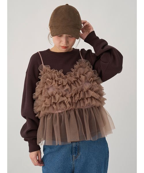 emmi(エミ)の「【USAGI ONLINE限定】チュールビスチェ(Tシャツ/カットソー・レディース・ライトグレー/ブラウン・F)」の10枚目の写真