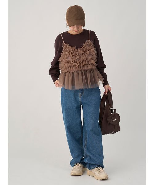 emmi(エミ)の「【USAGI ONLINE限定】チュールビスチェ(Tシャツ/カットソー・レディース・ライトグレー/ブラウン・F)」の12枚目の写真